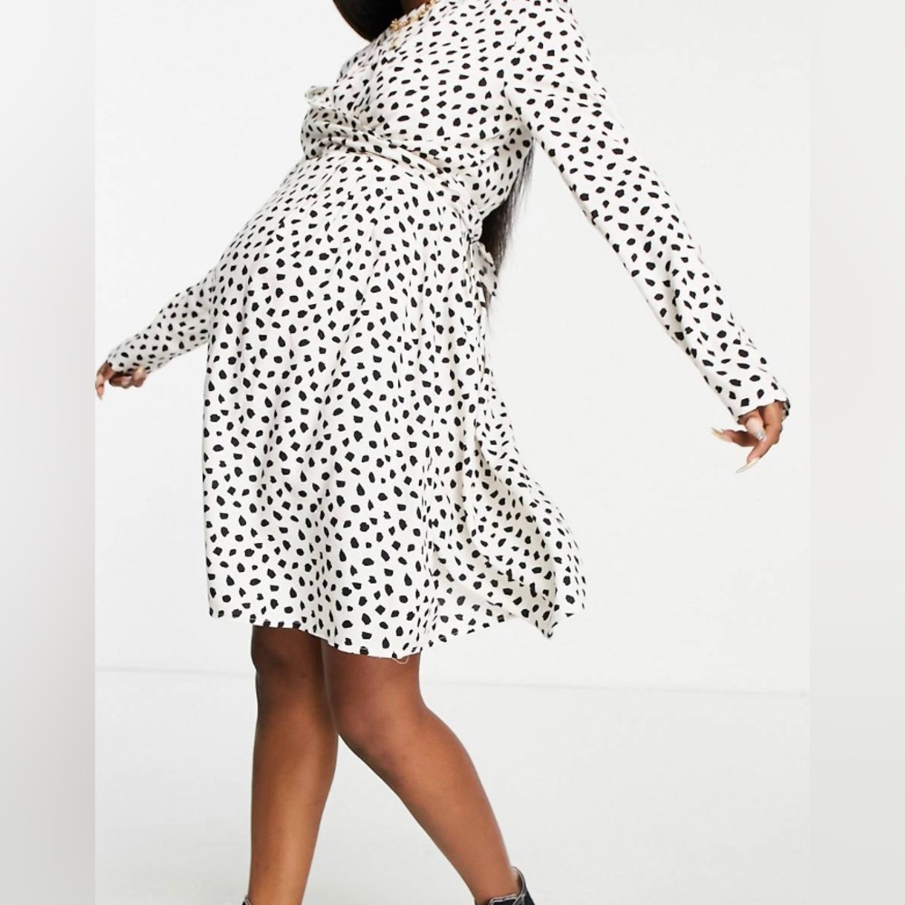 ASOS DESIGN Maternity Nursing Wrap Dress in Animal Print